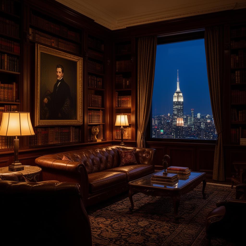 Private library at night